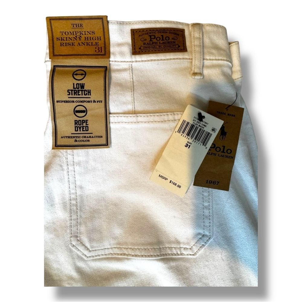 Polo Ralph Lauren Tompkins High Rise Skinny Ankle Jeans White Size 31 NWT - Picture 3 of 8